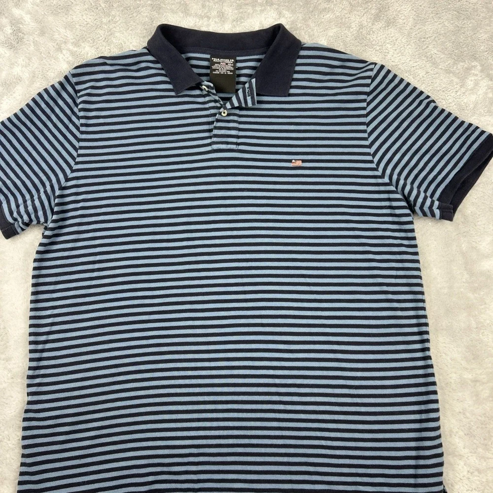 VTG Polo Jeans‎ Company Polo Shirt Short Sleeve Navy Blue Men's Size 2XL Striped